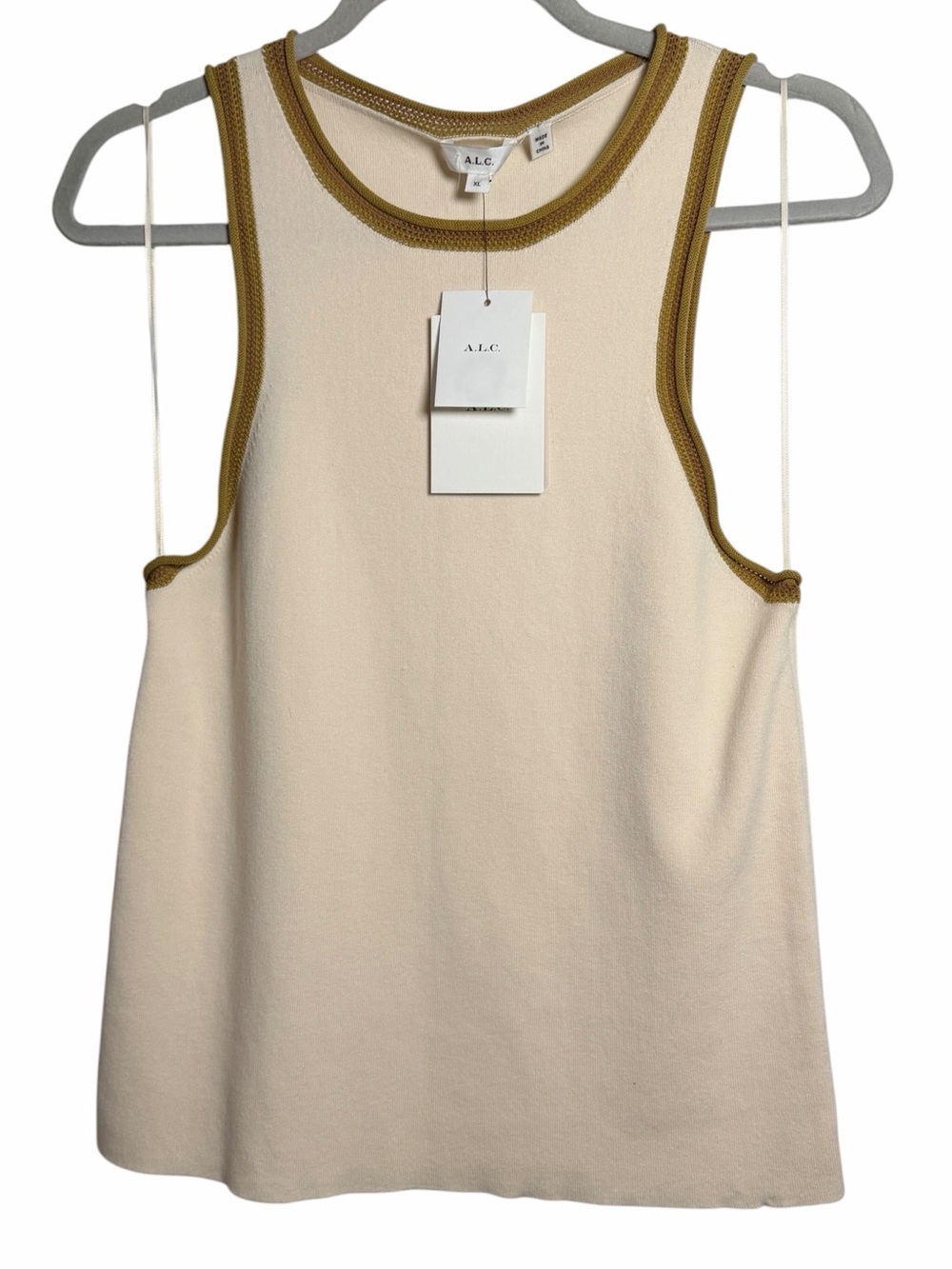 A.L.C. Nelly Too Cream Tank with Contrast Trim
